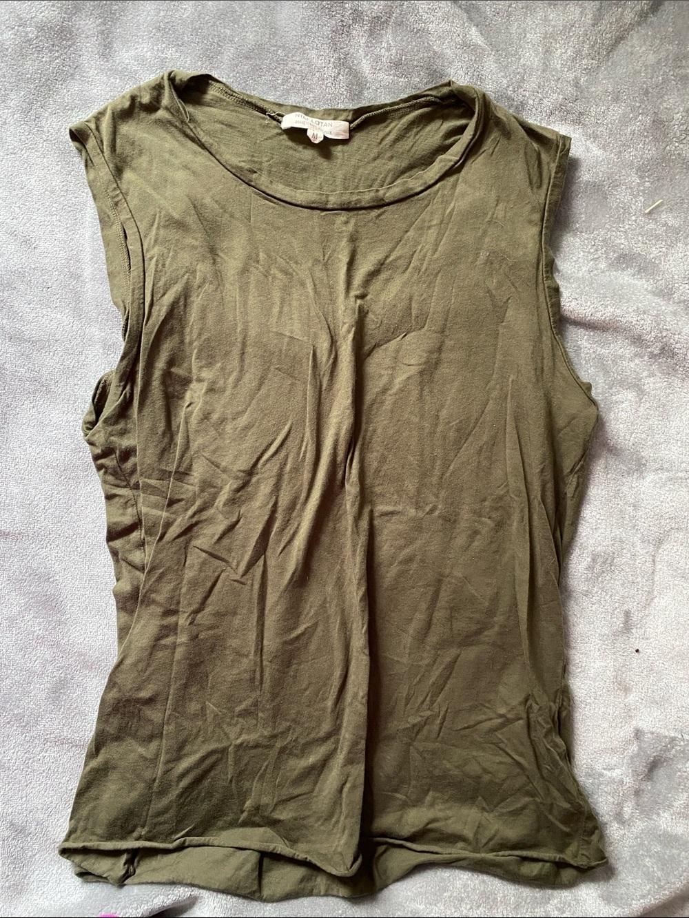 Nili Lotan Sleeveless Crew Neck Tank Top - Olive Green
